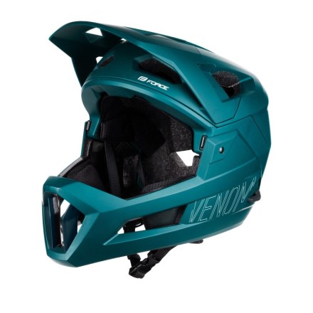 přilba FORCE VENOM downhill, petrolejová L-XL
