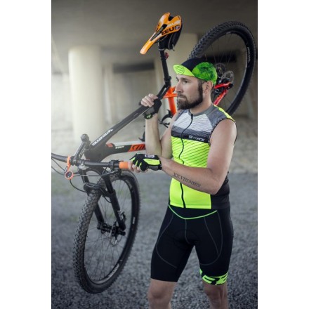 kraťasy FORCE B30 do pasu s vložkou,černo-fluo XS